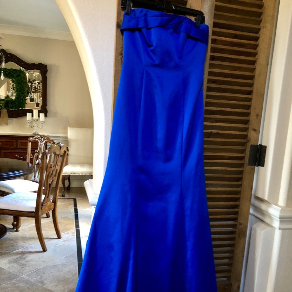 Cobalt Satin Tie Gown
